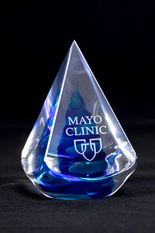 Paperweight, blue pyramid