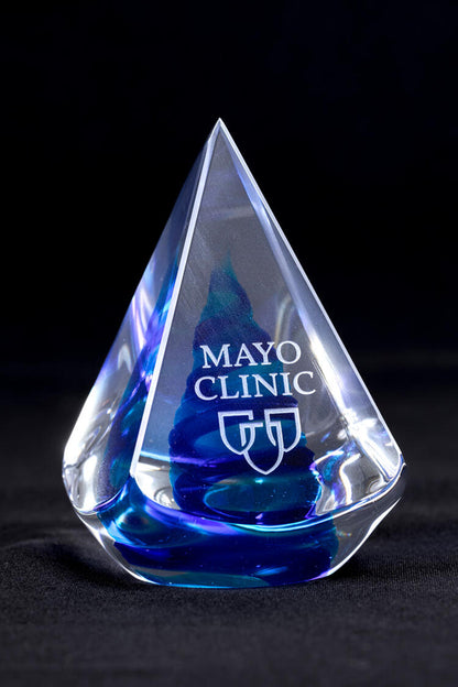 Paperweight, blue pyramid