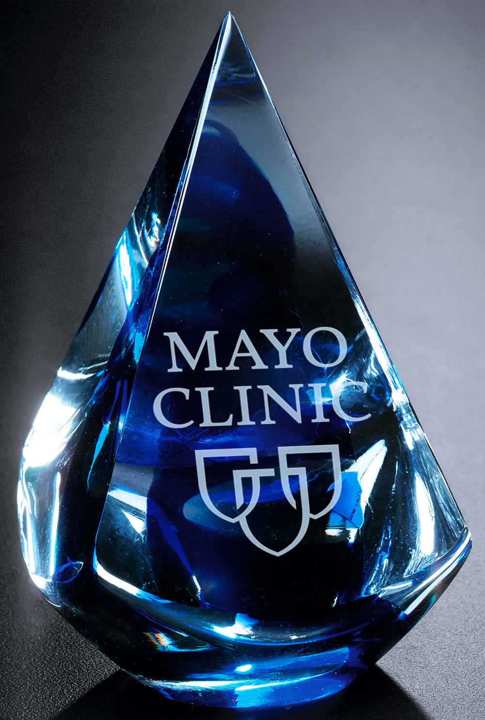 Paperweight, blue pyramid