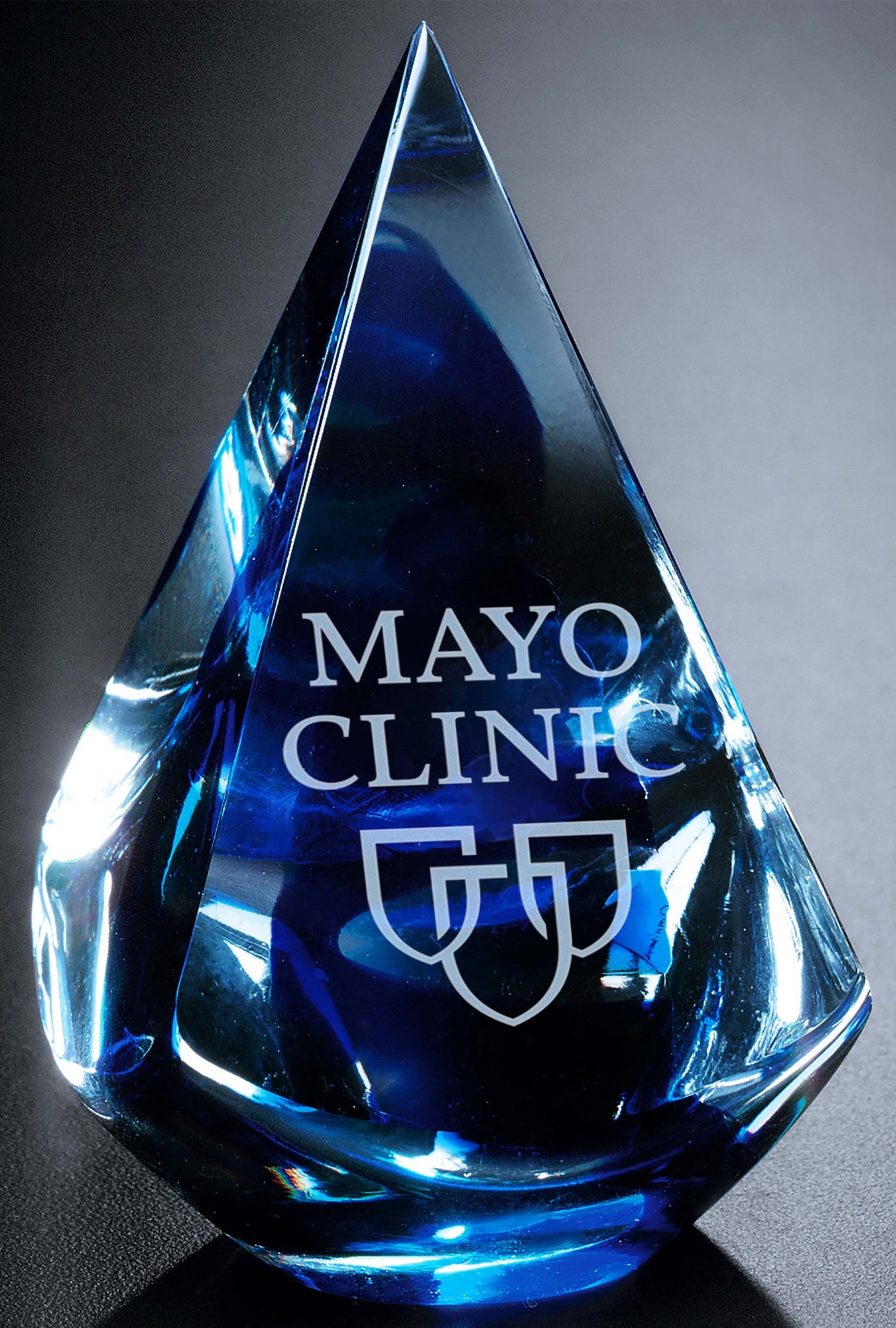 Paperweight, blue pyramid