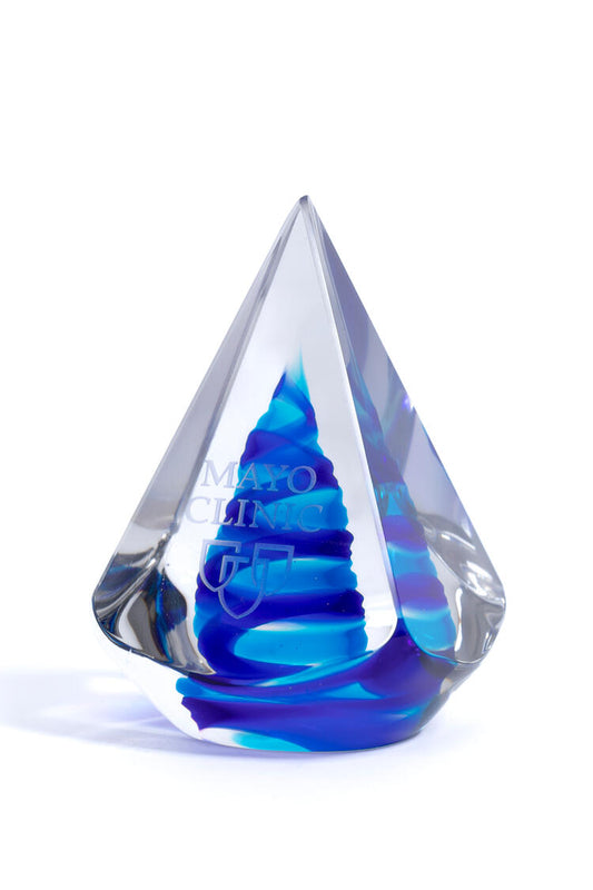 Paperweight, blue pyramid