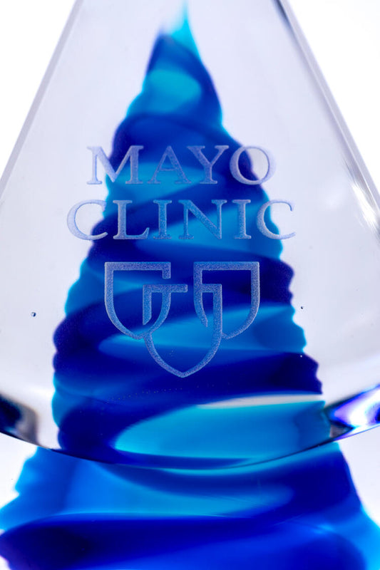 Paperweight, blue pyramid